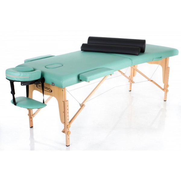 RestPro Classic 2 Blue Green Set Κρεβάτι Μασάζ Φυσικοθεραπείας Βαλίτσα Ξύλινο Massage Table + Massage Bolsters